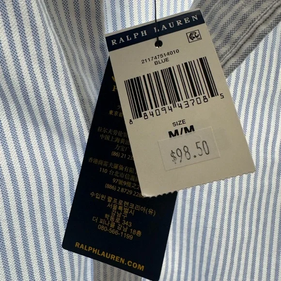 Women’s Polo Ralph Lauren Blue and White Striped Oxford Shirt - Picture 2 of 7